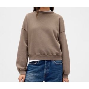Gap Vintage Soft Shrunken Crewneck Sweatshirt Brown Fleece Pullover NEW